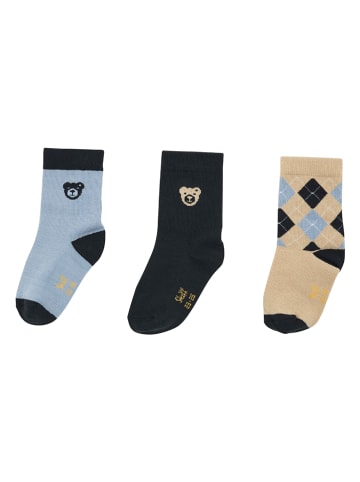 Steiff 3er-Set: Socken in Dunkelblau/ Beige/ Hellblau