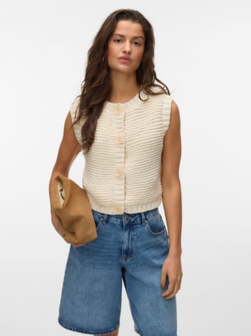 Vero Moda Kamizelka dzianinowa w kolorze kremowym