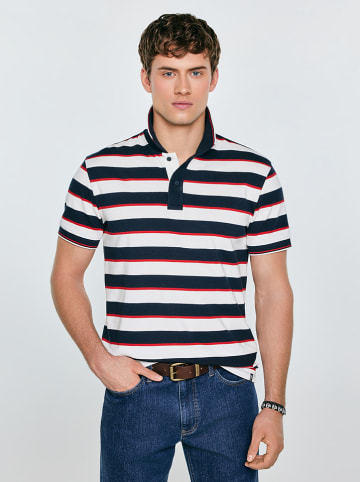 BIG STAR Poloshirt in Weiß/ Dunkelblau