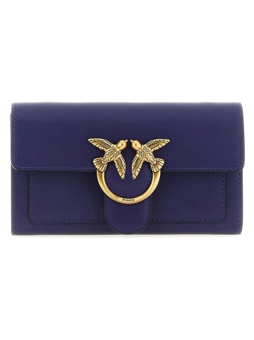 Pinko Leren portemonnee donkerblauw - (B)19 x (H)10 x (D)5 cm