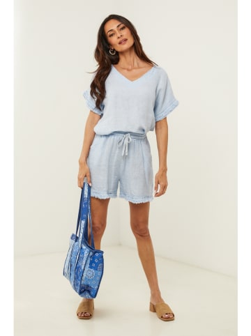Le Monde du Lin Linnen blouse lichtblauw
