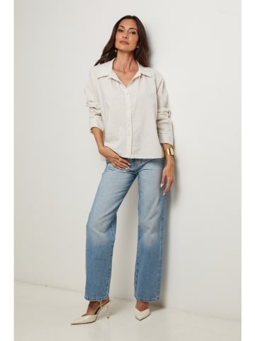 Le Monde du Lin Blouse beige/wit