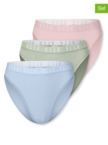 ELLE 3er-Set: Slips in Hellblau/ Mint/ Rosé