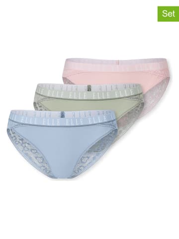 ELLE 3-delige set: slips lichtblauw/mintgroen/lichtroze