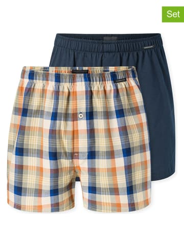 Schiesser 2er-Set: Boxershorts in Dunkelblau/ Orange