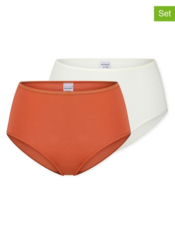 Schiesser Pełne figi high waist (2 pary) w kolorze pomarańczowym i białym