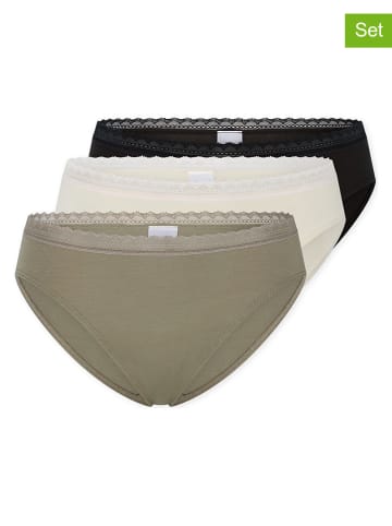 Schiesser 3-delige set: slips kaki/crème/zwart