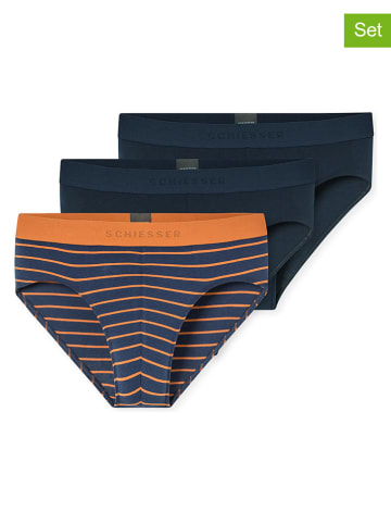 Schiesser 3-delige set: slips donkerblauw/oranje