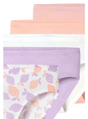 Schiesser 5-delige set: slips wit/lila/abrikooskleurig