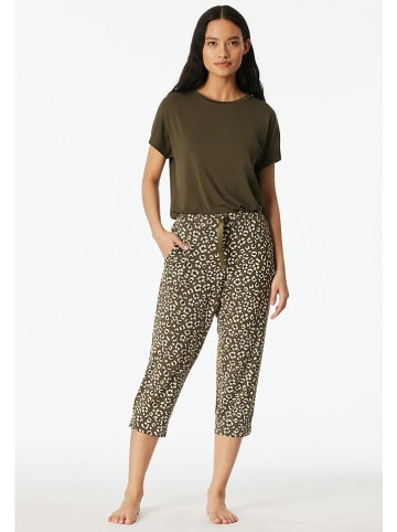Schiesser Pyjamabroek olijfgroen/crème