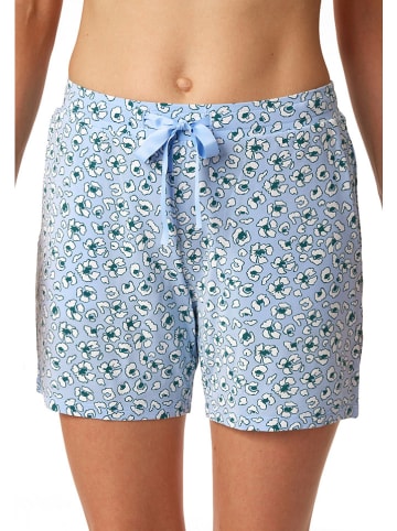 Schiesser Pyjama-Shorts in Hellblau/ Weiß