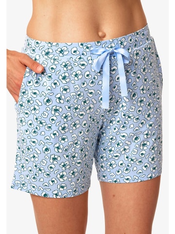 Schiesser Pyjama-Shorts in Hellblau/ Weiß