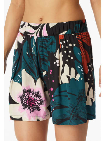 Schiesser Pyjama-Shorts in Petrol/ Creme