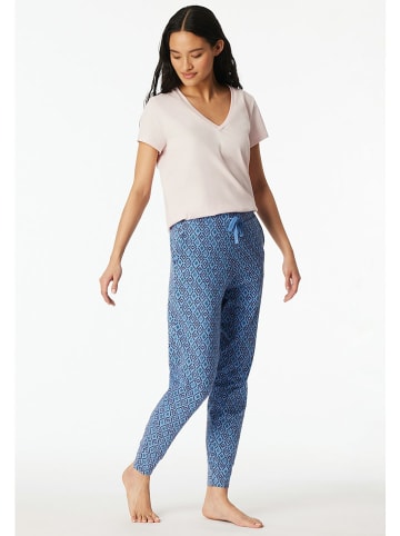 Schiesser Pyjama-Hose in Hellblau/ Schwarz