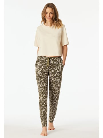 Schiesser Pyjama-Hose in Oliv/ Sand