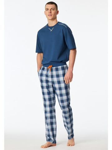 Schiesser Pyjamabroek blauw/wit
