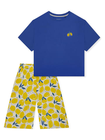 Schiesser Pyjama in Blau/ Gelb