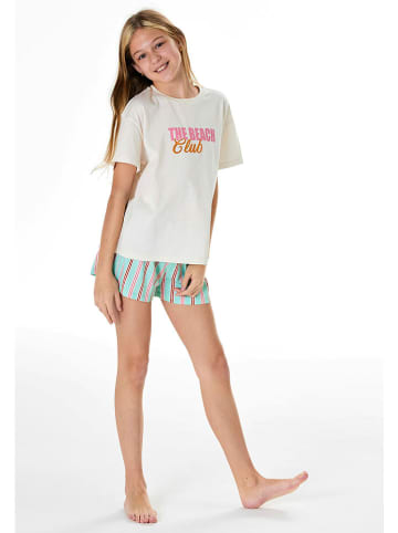 Schiesser Pyjama wit/turquoise