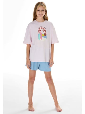 Schiesser Pyjama in Rosé/ Hellblau