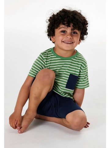 Schiesser Pyjama groen/donkerblauw