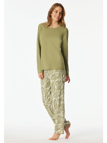 Schiesser Pyjama groen/wit