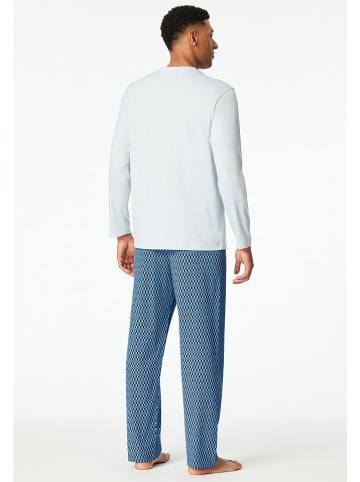 Schiesser Pyjama in Hellblau/ Blau