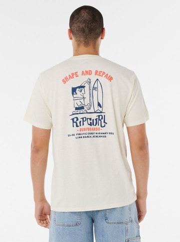 Rip Curl Koszulka "Shaper Address" w kolorze kremowym