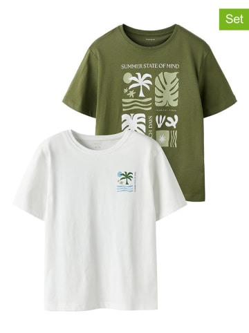 name it 2-delige set: shirts "Joel" kaki/wit