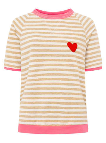 Zwillingsherz Shirt "Streifen & Herz" in Beige