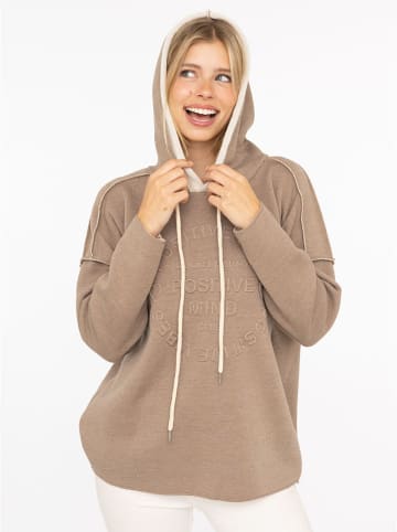 Zwillingsherz Bluza "Positive Mind" w kolorze szarobrązowym