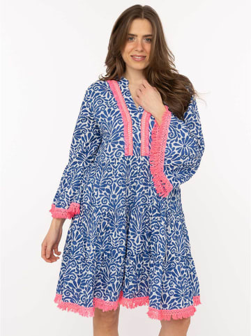 Zwillingsherz Kleid "Flower Layout" in Blau