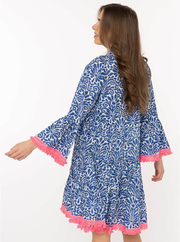 Zwillingsherz Kleid "Flower Layout" in Blau