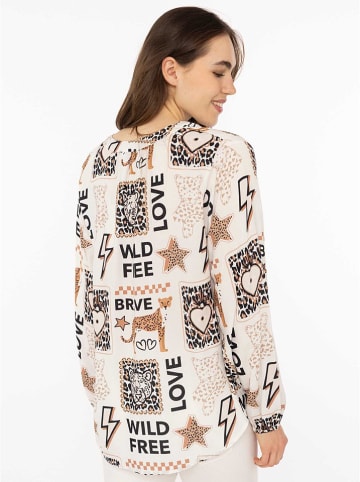 Zwillingsherz Bluzka "Wild Love" w kolorze kremowym