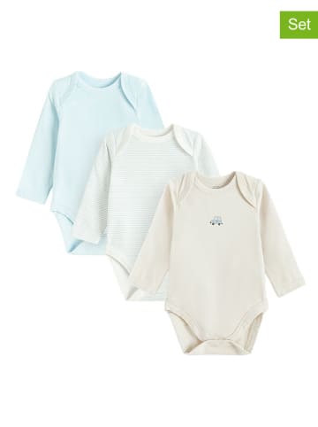 COOL CLUB 3er-Set: Bodys in Beige/ Hellblau