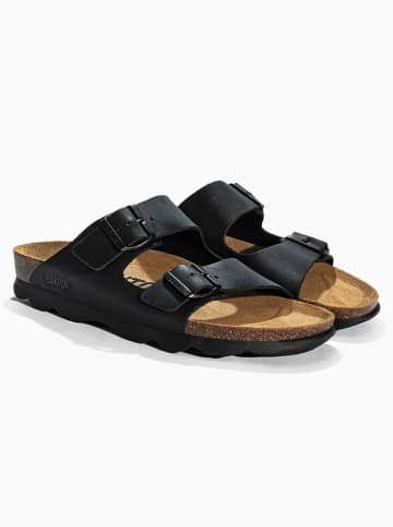 BACKSUN Leren slippers "Atlas" zwart