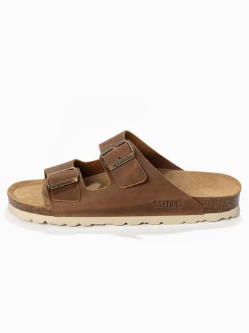 BACKSUN Leren slippers "Atlas" lichtbruin