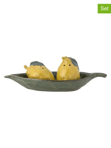Bloomingville 3-delige set: zout & peperstrooier "Limone" geel/groen - (H)8,5 cm