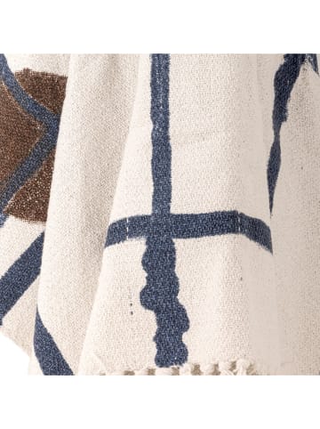 Bloomingville Woondeken ''Imperia'' wit/donkerblauw/bruin - (L)160 x (B)130 cm