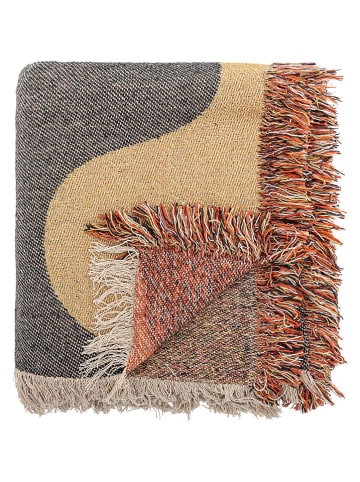 Bloomingville Wohndecke ''Arni'' in Beige/ Orange/ Schwarz - (L)160 x (B)130 cm