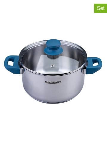 FM Professional 2-delige set: roestvrijstalen kookpan ''Essential'' blauw - 3,4 l