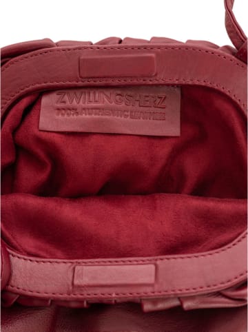Zwillingsherz Leder-Umhängetasche "City Nights" in Bordeaux - (B)20 x (H)7 x (T)14 cm