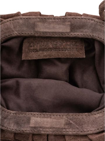 Zwillingsherz Leren schoudertas "City Nights Suede" donkerbruin - (B)20 x (H)7 x (D)14 cm