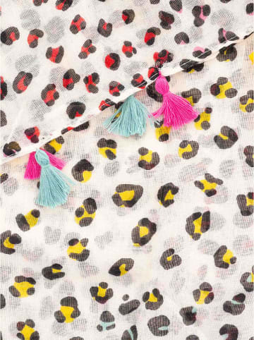 Zwillingsherz Sjaal "Dots & Tassels" crème/meerkleurig - (L)180 x (B)90 cm