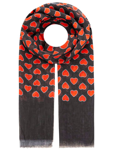 Zwillingsherz Sjaal "Dark Heart" zwart/rood - (L)180 x (B)83 cm
