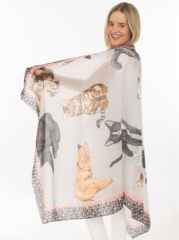 Zwillingsherz Schal "Cats" in Grau - (L)180 x (B)98 cm