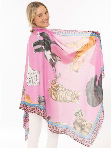 Zwillingsherz Schal "Cats" in Rosa - (L)180 x (B)98 cm