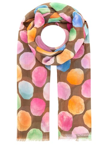 Zwillingsherz Szal "Colorful dots" w kolorze brązowym ze wzorem - 180 x 98 cm
