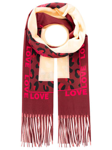 Zwillingsherz Sjaal "Leo Love & Hearts" bordeaux/roze/beige - (L)180 x (B)70 cm