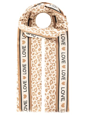Zwillingsherz Sjaal "Wild Love" beige/crème - (L)180 x (B)70 cm