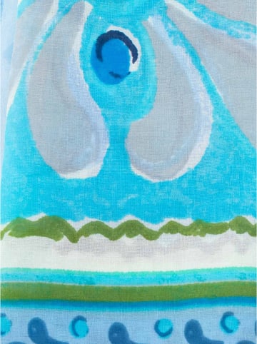 Zwillingsherz Sjaal "Summer Patchwork" blauw/turquoise - (L)180 x (B)98 cm